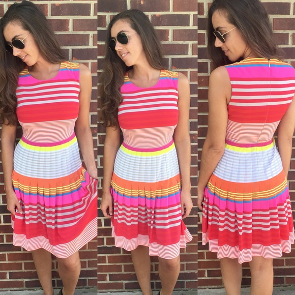 Calvin Klein Dresses & Skirts - Calvin Klein Rainbow Colored Pleated Dress